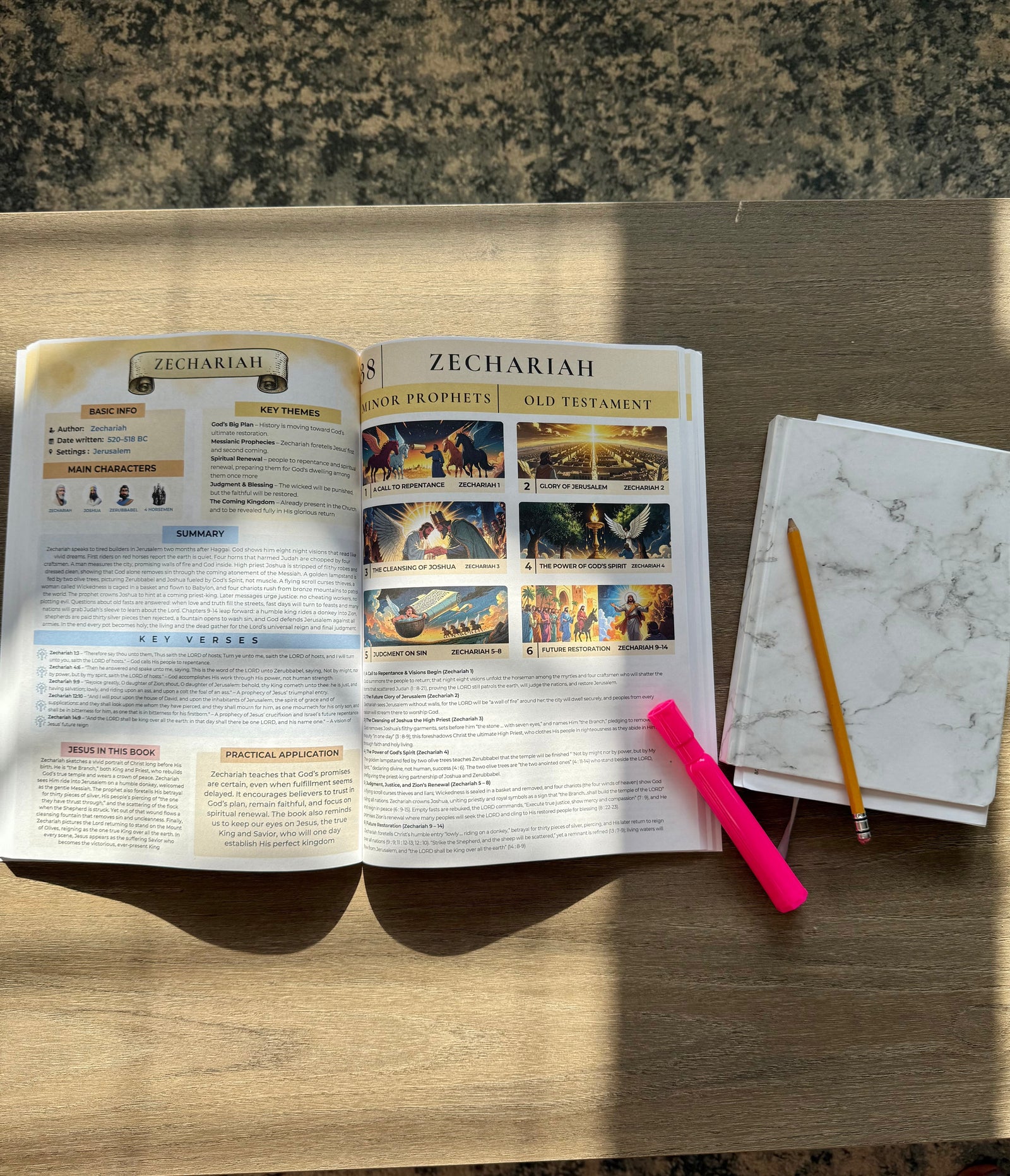 Open Bible Made Simple book on a table outdoors